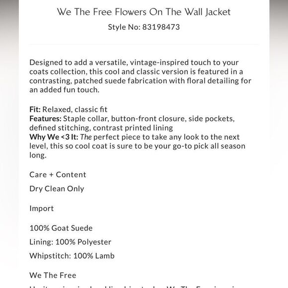 Free People We the Free Flowers on the Wall Suede Patchwork Jacket NWOT - Picture 5 of 9